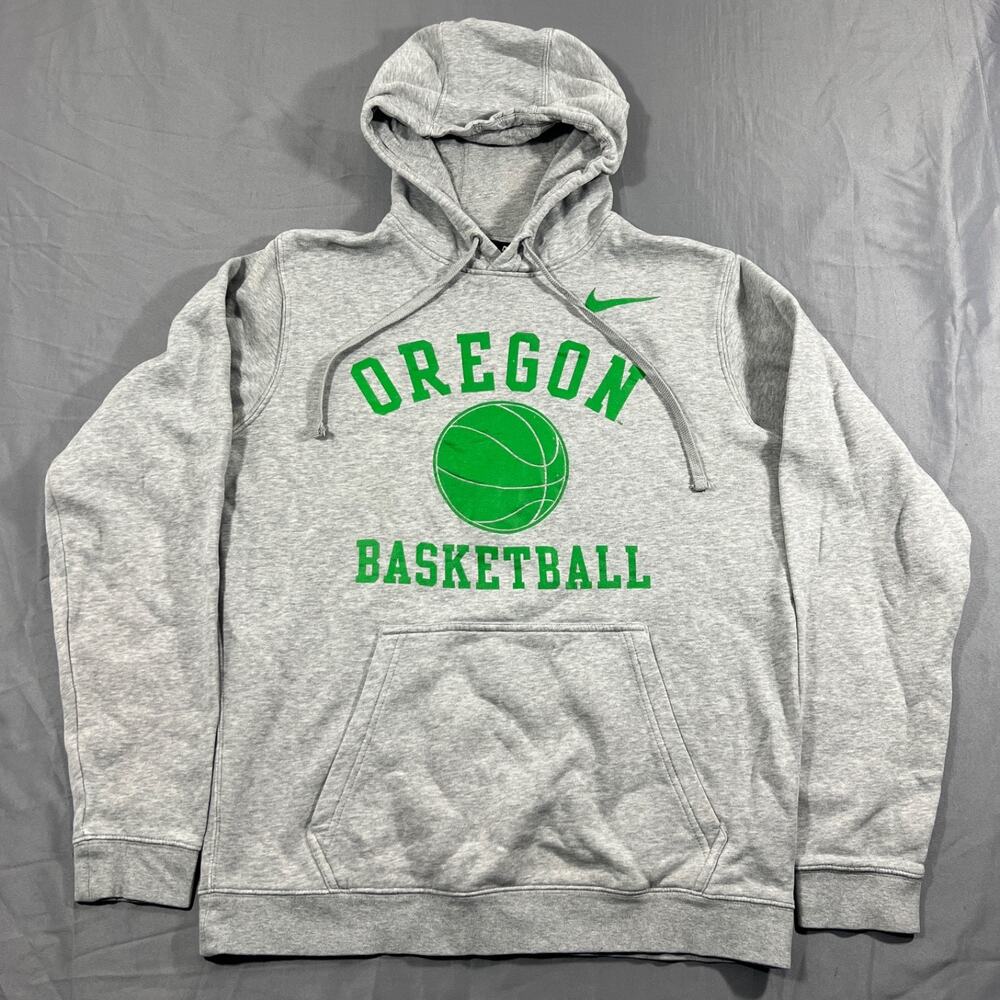 Nike Oregon Basketball Hoodie Mens M Gray Fleece Pullover Ducks NCAA